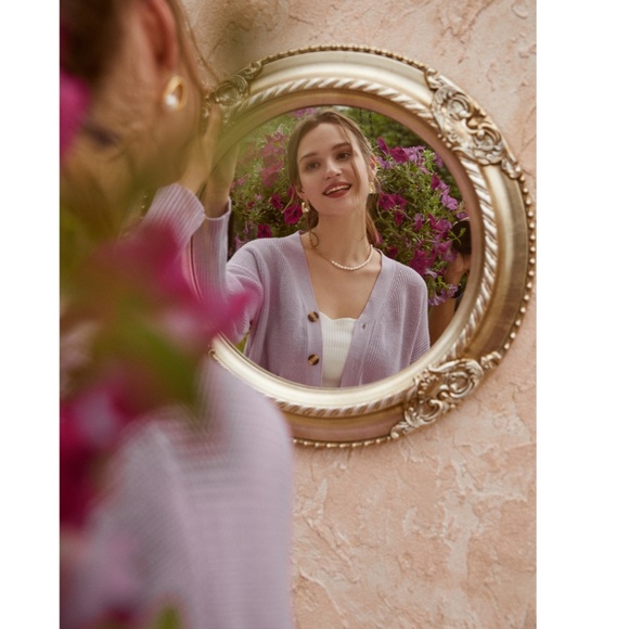 Lavender Knit Button Front Cardigan - Picture 7 of 16